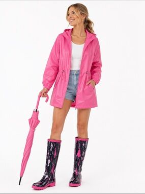 Barbie 50TH Anniversary Women's Stylish Black and Pink Silhouette Rain Boots